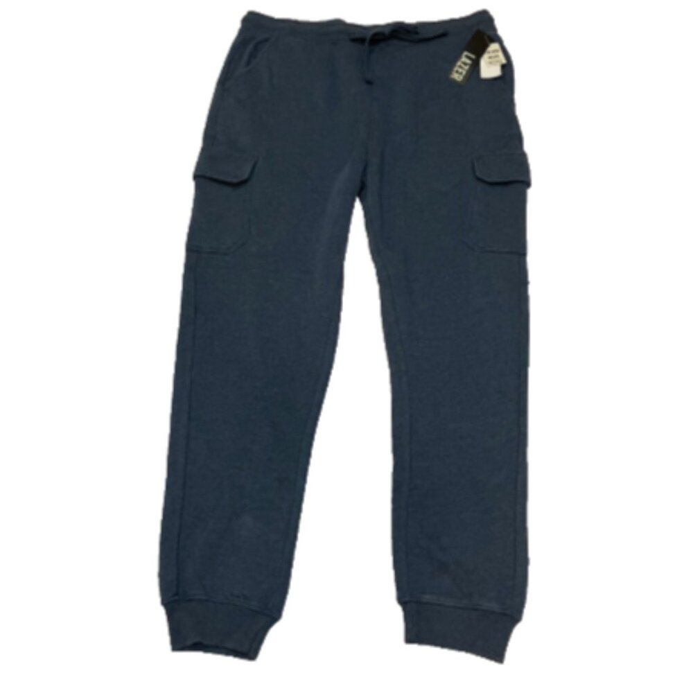 Lazer Men's Fleece Cargo Sweatpants Joggers Dark Blue Size L